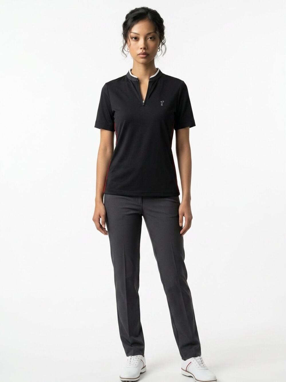 Golfino Women's 10 Short Sleeve 1/4 Zip Golf Stretch Pullover Activewear Polo